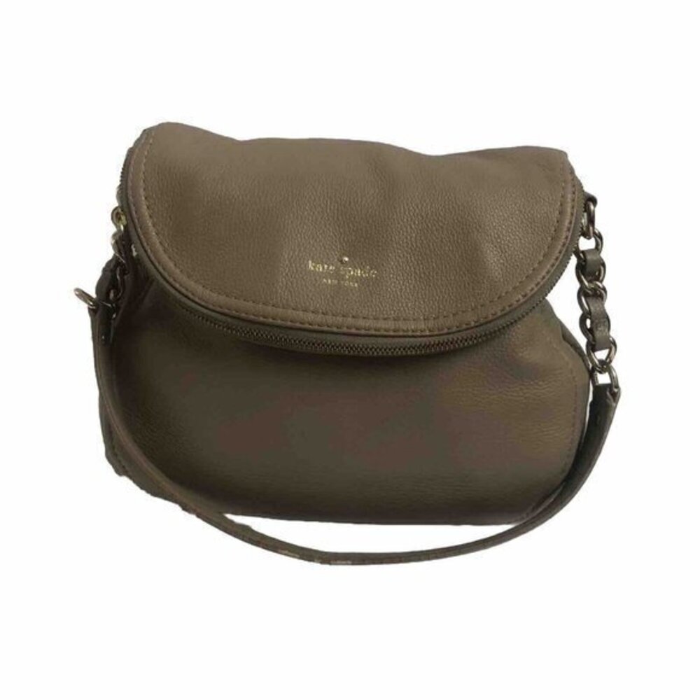 Kate Spade Handbag Beige Leather ShoulderBag Satchel W-13" H-11" D-3" Strap drop